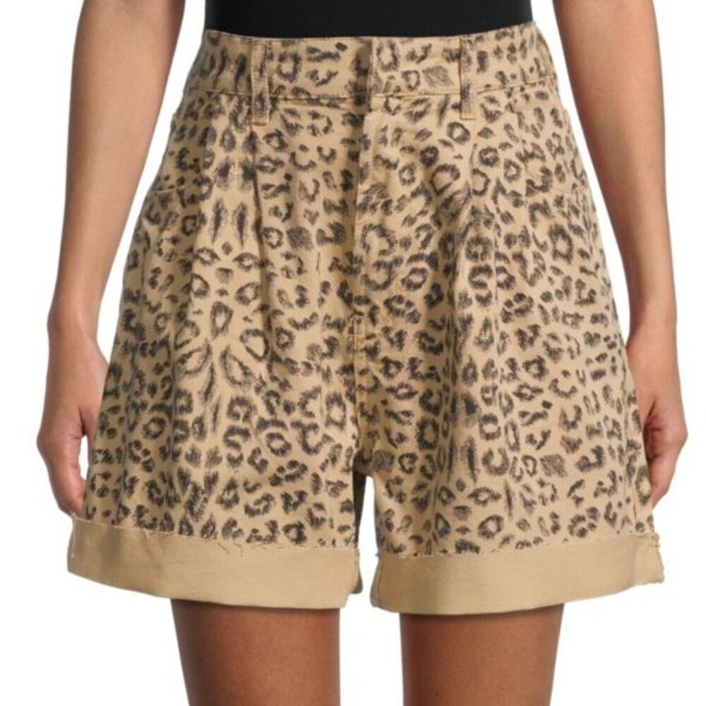 Free People We the Free Dogtown High-Waisted Cheetah Print Denim Shorts Size 24